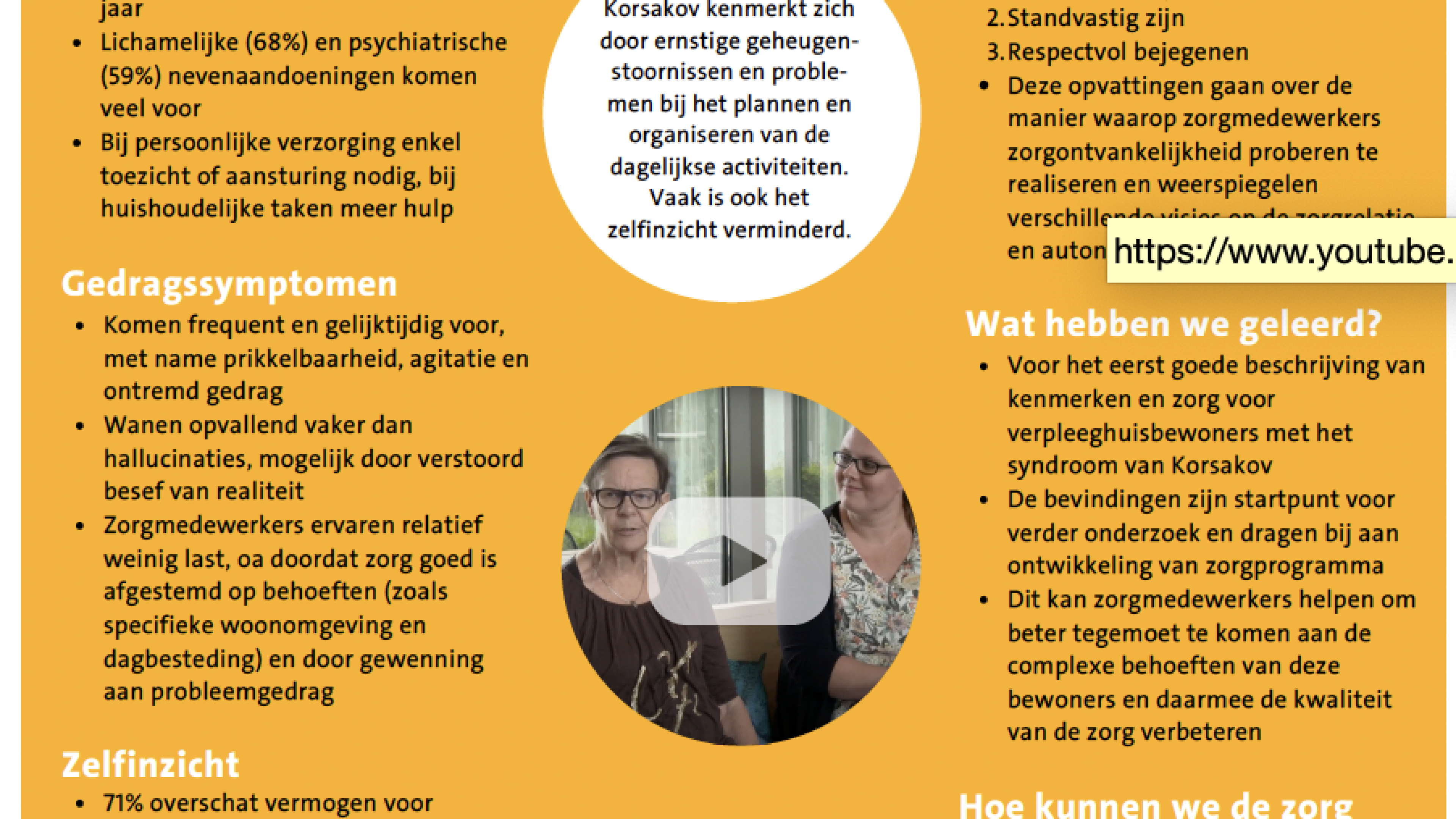 Factsheet met resultaten Korsakov-studie in verpleeghuizen